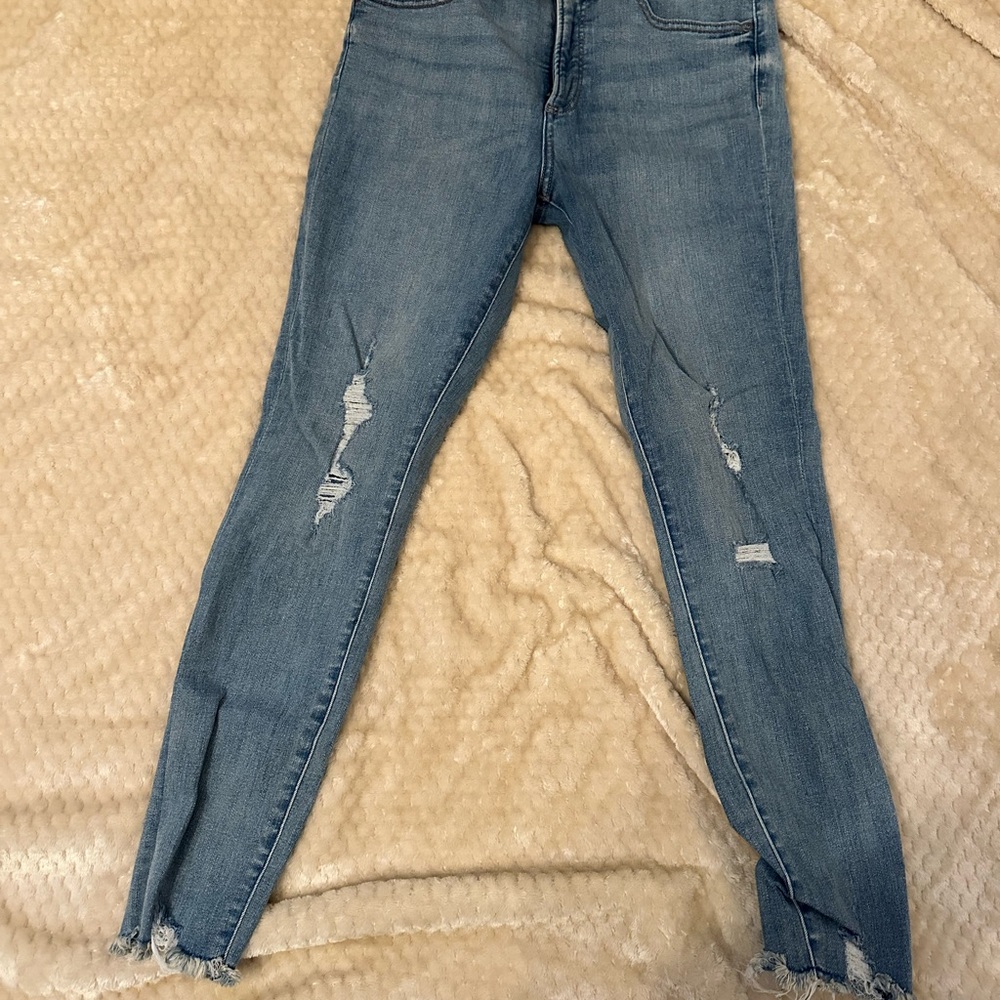 Express Women's Distressed Skinny Blue Jeans